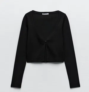 Zara Nwt Black Ribbed One Button Closure Cardigan Bloggers Fav Large thumbnail 6