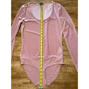 J CREW Stretch Pink Velvet‎ Bodysuit Womens Small Balletcore Preppy thumbnail 8