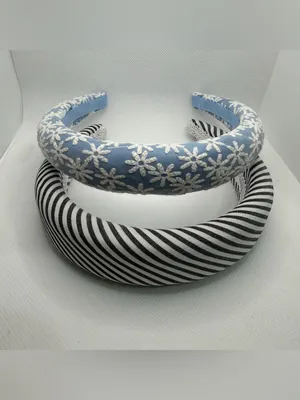 Nordstrom 2Pk Mini Puff Floral & Stripes Headband Set thumbnail 6