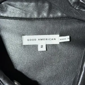 Good American Faux Leather Shirt Jacket Black Snap Button Women Sz 2‎ thumbnail 3