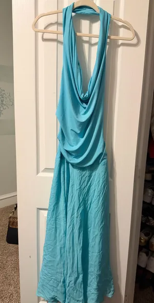 Zara Turquoise Blue Dress thumbnail 4