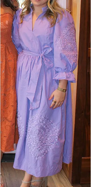 Tuckernuck Lavender Embroidery Dowling Midi Dress thumbnail 2