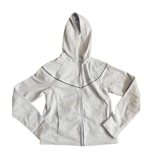 Vintage Nike Womens L Baby Blue Fleece Full Zip Hoodie Black Piping Y2K thumbnail 1
