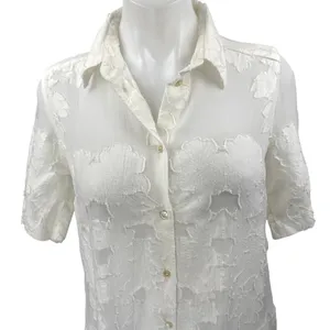 Aritzia Wilfred Hemistiche White Semi Sheer Short Sleeve Mini Shirt Dress Sz XS thumbnail 4