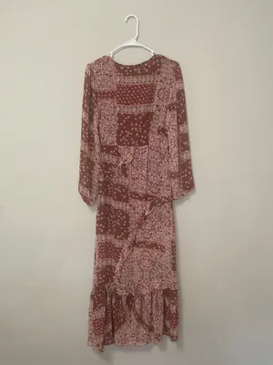 NWT Lulu’s Red Multi Print Long Dress Maxi Dress thumbnail 7