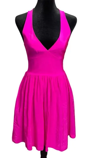 Amanda Uprichard 100% Silk Hot Pink Dress thumbnail 1