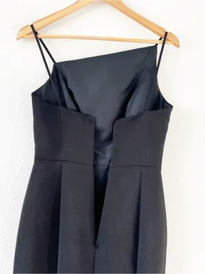 Amsale Lux Classic Black Asymmetrical Trumpet Maxi Gown Dress thumbnail 8