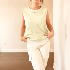 Vintage Green Tulip Embroidered Tank Top thumbnail 2