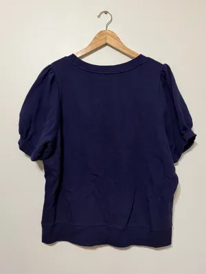 Anthropologie Maeve Puff-Sleeve Sweatshirt Tee in Navy Size XL Top thumbnail 5
