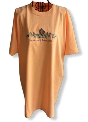 Embroidered Old Orchard Beach, Maine T-shirt/Tunic Peach Size Medium thumbnail 1