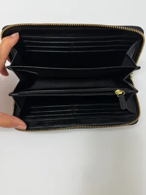 Coach Ashley Zip Around Accordion Leather Wallet Black thumbnail 4