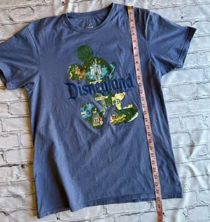 Disney Disneyland Mickey Mouse Womens Medium Blue Short Sleeve Map of Park thumbnail 4