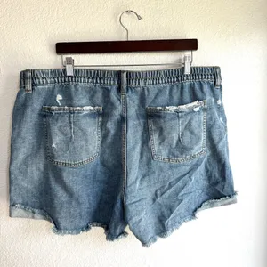 NEW Aerie Womens Shorts Denim Distressed Frayed Hem Casual Size XXL thumbnail 2