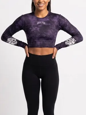 Darc Sport‎ Wolf Spirit Energy Crop Top Reaper Marble Purple Tie Dye XS Limited thumbnail 1