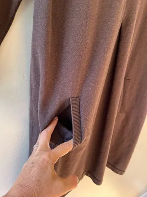 Tyler Boe Sz M Brown Cotton Cashmere Blend Midi Dress Stretch Cowl Neck‎ Pullov thumbnail 5