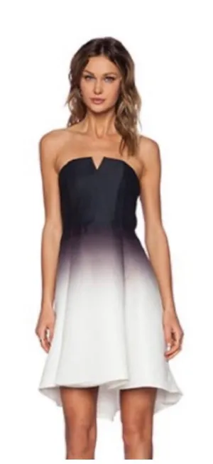 Halston Heritage Lined Cocktail Dress Ombre Size 12 Strapless Sweetheart Neck thumbnail 1