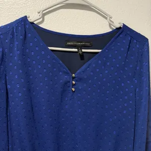White House Black Market Size-6 Dress Women's Blue‎ Swiss Dot Smocked Waist thumbnail 12