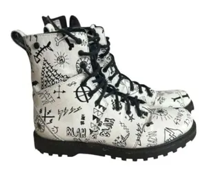 Volcom Women Gothic Go Figure Combat Boots Size 6 White Black Bones Skull thumbnail 1