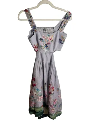 Anthropologie Ranna Gill Anaya Scalop Bodice midi dress XS thumbnail 4