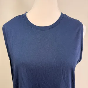 Quince Navy Blue Muscle Tank Top Womens Large Sleeveless Crew Neck Jersey Basic thumbnail 4