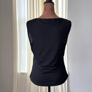 90s Vintage Cache Top Large Black White Beaded Sequin Floral Y2K Glam Whimsygoth thumbnail 8