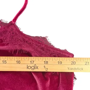 Whimsigoth Coquette Velvet Lace‎ Trim Cami Tank Top Womens L Pink Gothic thumbnail 10