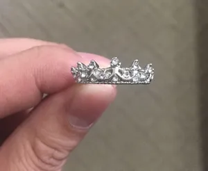 Silver Rhinestone Princess Crown Ring thumbnail 2
