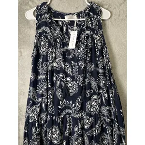 Seafolly Folklore Midi Dress True Navy Boho Coastal Resort Flowy Sundress MD New thumbnail 7