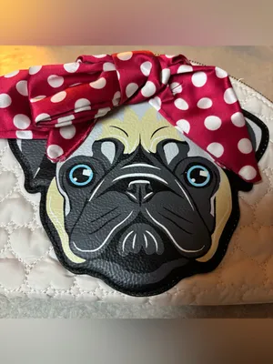 Betsey Johnson Pug Bow Polka Dot Rockabilly Pinup Heart Cosmetic Makeup Bag Dog thumbnail 2