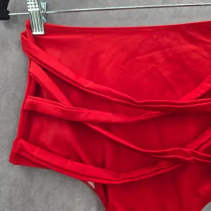 Red‎ Crisscross Strings Bikini Bottoms Swimsuit High Rise Swimwear Medium thumbnail 3