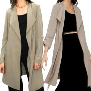 Aritzia Babaton Taupe Light Academia Flowy Quincy‎ Tie Waist Lightweight Jacket thumbnail 2