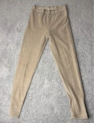 SKIMS Fleece Ribbed Leggings Tan Beige Lounge Pants Womens Large thumbnail 1