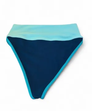 Beach Riot blue & green high-waisted bikini bottoms with light blue waistband and dark blue ribbed fabric, size M #beachriot #swimwear thumbnail 3