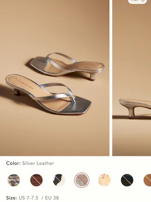 Anthropologie Silver Thong Kitten Heels thumbnail 2