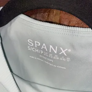 SPANX Blue Contour Rib Mock Neck Crop Top Cropped Tank Women's Size Small thumbnail 5