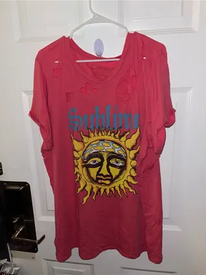 Sublime Sun Graphic Distressed Pink Tee - Size 2X thumbnail 1