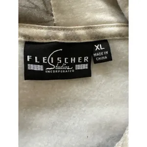 Fleischer Studios Betty Boop Camo Leaf Zip‎ Up Hoodie XL Tan Grey Graphic Back thumbnail 6