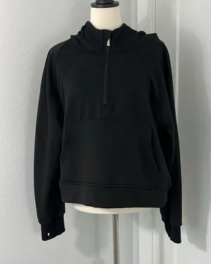 Amazon Laslulu XL Black Oversized Quarter-Zip Hoodie Sweatshirt with Pocket thumbnail 5