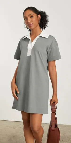 Everlane Women’s short sleeve organic cotton Polo dress sage green Size XXS NWT thumbnail 1