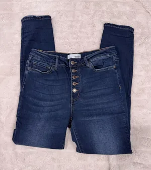 Vervet Dark Wash High-Rise Button-Fly Skinny Jeans thumbnail 1