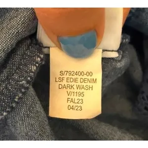 Gap × LoveShackFancy Denim Tiered Midi Dress with lace and ruffle detail sz. S thumbnail 11