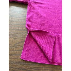 GAP Womens Fuchsia Pink Ribbed Hem Crewneck Sweater‎ Size Medium Side Slit Knit thumbnail 5