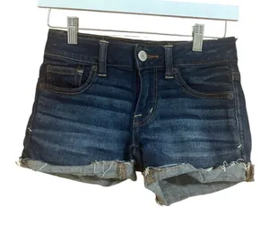 American Eagle Super Stretch Size 00 Dark Wash Denim Jean Shorts thumbnail 1