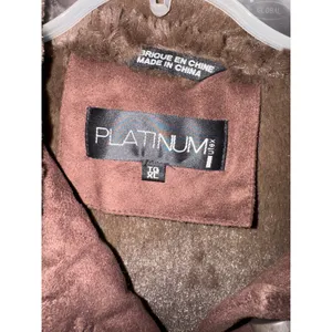 Platinum by Utex Brown Faux Suede Jacket Faux Fur Trim Lace Up Sleeves XL thumbnail 3