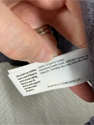 Eileen Fisher Blue Organic Linen Short Sleeve Button Down Top thumbnail 4