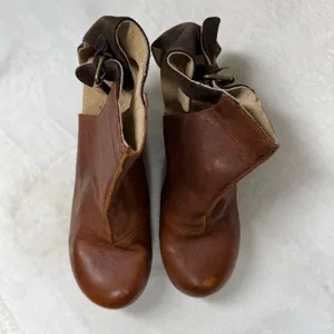 Free People Brown Leather Wooden Platform Clog Booties‎ Made in Spain 40 1012 thumbnail 5