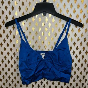 Aerie blue satin bralette crop top size L thumbnail 2
