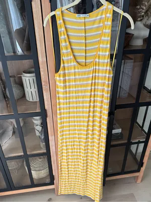 Zara maxi dress ribbed Striped Sleeveless Tank scoop neck knit beach stretchy thumbnail 9