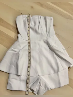 Lulus NWT XS Women White Strapless Peplum Romper Minimalist Quiet Luxury Chic thumbnail 8