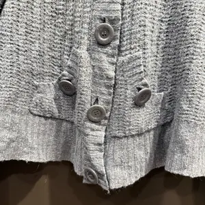 90s Y2K Gitano Light Gray Hooded Button-Up Women Cardigan Size L thumbnail 4